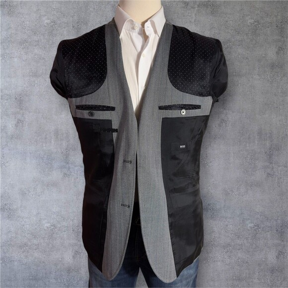 HUGO BOSS Mens Blazer Sport Coat Jacket Two Button Jacket 42R Gray Wool Suits - Picture 7 of 16